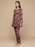 KSUT Women Purple Floral Printed Kurta Paired Ith Printed Bottom
