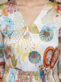 KSUT Women Multi Colour Abstract Printed Top Paired With Tonal Printed Bottom
