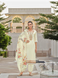 Varanga Women Floral Motif Thread Embroidered Yoke Kurta with Trouser & Dupatta