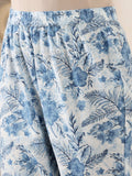KSUT Women Blue Floral Printed High- Low Kurta With Bottom