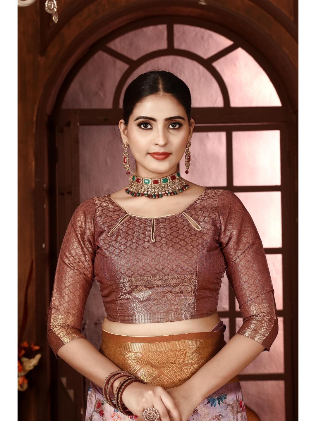 Ethnic Motifs Zari Woven Design Banarasi Saree