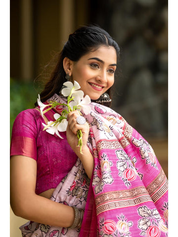 Ethnic Motifs Zari Woven Design Banarasi Saree