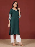 Varanga Women Floral Motif Thread Embroidered Straight Fit Kurta