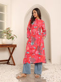 varanga women red floral printed kurta