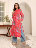 varanga women red floral printed kurta