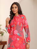 varanga women red floral printed kurta