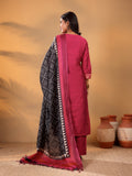 Varanga Magenta Silk Kurta With Woven Yoke And Fully Elasticated Trouser