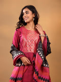 Varanga Magenta Silk Kurta With Woven Yoke And Fully Elasticated Trouser