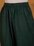 Varanga Women Green Mandarin Collar Thread Embroidered With Pleate Deatialing Kurta Paired With Bottom