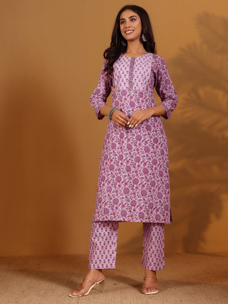 Ethnic Floral Printed straight Kurta Paired With Tonal Printed Bottom And Dupatta