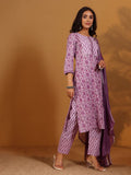 Ethnic Floral Printed straight Kurta Paired With Tonal Printed Bottom And Dupatta