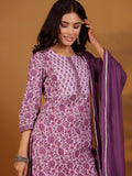 Ethnic Floral Printed straight Kurta Paired With Tonal Printed Bottom And Dupatta