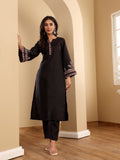 Varanga Women Black Embroidered Kurta Paired With Tonal Bottom And Printed  Bhaghalpuri Dupatta