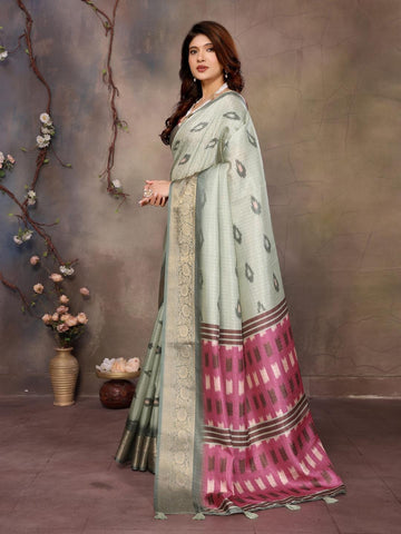 Ethnic Motifs Zari Woven Design Banarasi Saree