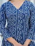 Varanga Women Blue Bandhani Printed Angrakha Kurta