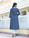 Varanga Women Blue Bandhani Printed Angrakha Kurta