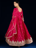 Varanga A Fuchsia Anarkali Set In Rich Vichitra Fabric With Zari Embroidery, Paired With An Embroidered Organza Dupatta.