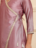 Varanga Women Zari Lace Detailed Angrakha Kurta Paired With Brocade Trouser