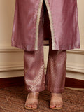 Varanga Women Zari Lace Detailed Angrakha Kurta Paired With Brocade Trouser