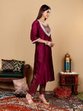 Varanga Women Zari Lace Detailed Kurta With Brocade Trouser And Bustier Top.