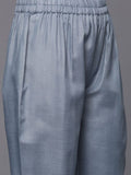 Varanga Women Grey Straight Kurta With Tonal Bottom & Printed Bhaghalpuri Dupatta