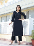 Varanga Women Black Crepe Gota Kurta With Bottom And Dupatta