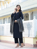 Varanga Women Black Crepe Gota Kurta With Bottom And Dupatta