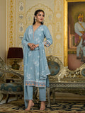 Varanga Women Blue Chikankari Embroidered Kurta Set With Dupatta