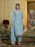 Varanga Women Blue Chikankari Embroidered Kurta Set With Dupatta