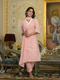 Varanga Women Peach Chikankari Embroidered Kurta Set With Dupatta