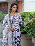 Varanga Women Geometric Printed Kurta Paired With Bottom And Dupatta