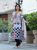 Varanga Women Geometric Printed Kurta Paired With Bottom And Dupatta