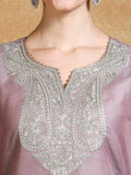 Zari Embroidered yoke Kurta With Trouser & sequins detailed Dupatta