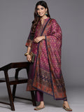 Varanga Women Patola Printed Mandrin Collar ,Straight Kurta With Solid Bottom And Printed Dupatta