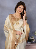 Ethnic Motifs Zari Woven Design Banarasi Saree