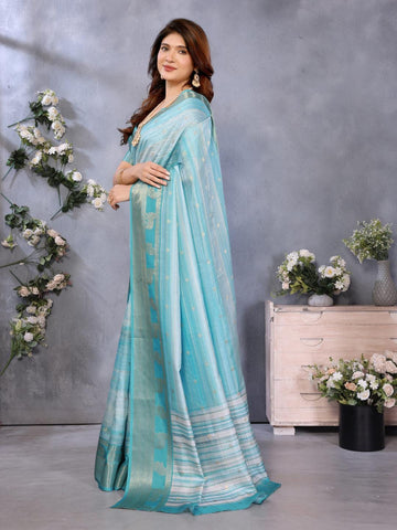 Ethnic Motifs Zari Woven Design Banarasi Saree