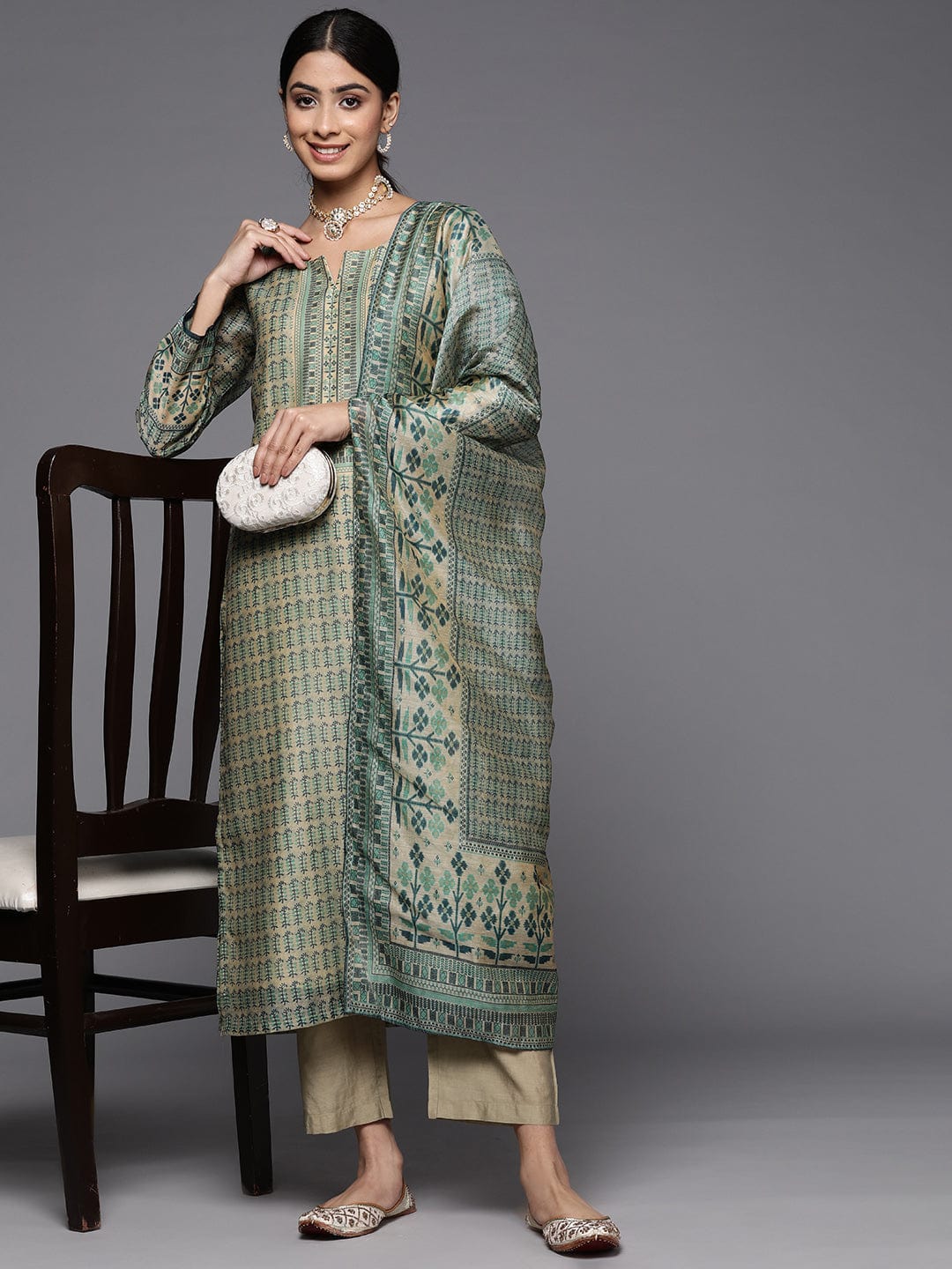 Buy Label Shaurya Sanadhya Ethnic Motifs Embroidered Sequinned Kurta With  Trousers  Dupatta  Kurta Sets for Women 22402544  Myntra