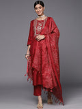 Varanga Women Delicate Embroidered Kurta Set Paired With Bandhej Silk Dupatta