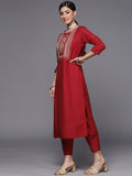 Varanga Women Delicate Embroidered Kurta Set Paired With Bandhej Silk Dupatta