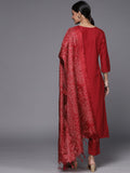 Varanga Women Delicate Embroidered Kurta Set Paired With Bandhej Silk Dupatta