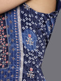varanga blue color strap style digital printed kurta with printed sharara and net dupatta