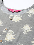 KSUT Women Grey & Cream-Coloured Ethnic Motifs Printed Kurta