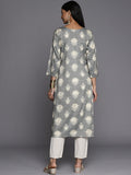 KSUT Women Grey & Cream-Coloured Ethnic Motifs Printed Kurta