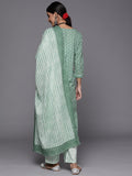 Varanga Women Green Floral Printed Pure Cotton Kurta with Trousers & With Dupatta