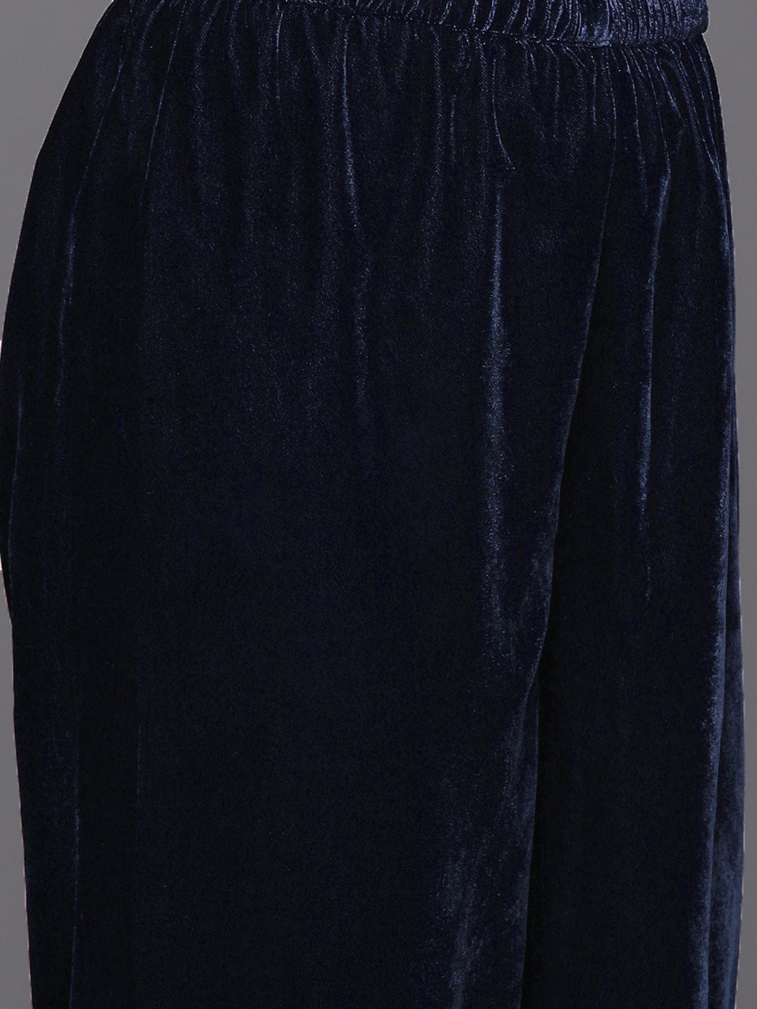 Varanga Navy Blue Velvet Embroidered Kurta Paired With Embroidered Trouser And Dupatta