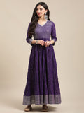 Varanga Women Purple Silver Lurex Anarkali With Heavy Gota Embellishment On Yoke And Hemline