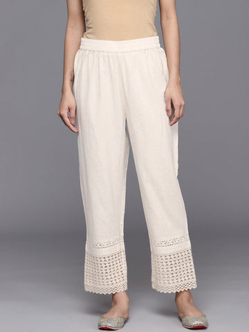 fcity.in - Look Rush Trendy Comfort Regular Fit White Trousers Pants / Fancy
