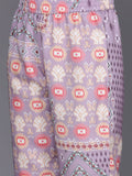 Varanga Women Lavender Abstract Printed V-Neck A-Line Kurta Paired With Tonal Bottom