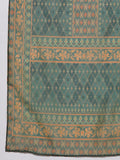 Varanga Women Sea Green Abstract Printed Straight Kurta Paired With Tonal Solid Bottom And Printed Dupatta