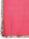 Varanga Kalini Women Pink Floral Printed Angrakha Style Anarkali Kurta Paired With Dupatta